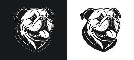 Smiling Bulldog Face in Silhouette Drawing vector