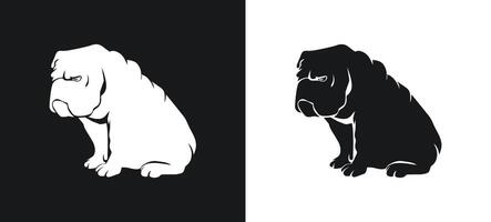 Sad Bulldog Illustration in White Silhouette vector