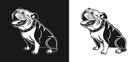 Bulldog Silhouette with Smiling Face Expression vector