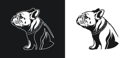 Crying Bulldog Face Expression Silhouette Drawing vector