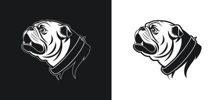 Bulldog Fear Face Expression in Silhouette Art vector
