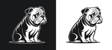 White Bulldog Silhouette with a Downcast Expression vector