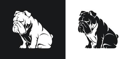 Bulldog Sad Expression Silhouette White Illustration vector