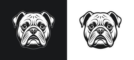 Fearful Bulldog Face in Silhouette Drawing vector