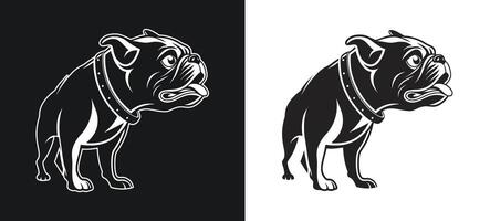 Bulldog Silhouette Showing Fearful Expression vector