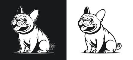 White Bulldog Outline with a Happy Expression vector