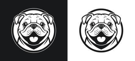 White Silhouette of a Bulldog with a Happy Grin vector