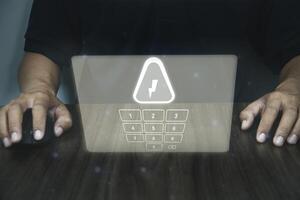Advanced Security System with Digital Code Interface and HighTech Warning for Cyber Safety photo