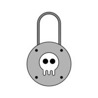 Skull Lock Icon with Unique Design. A distinctive padlock design featuring a skull motif, symbolizing security with a twist of edginess. vector