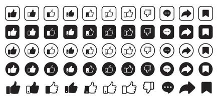 Thumb up icon set, like sign, like symbol. Like, dislike, comment icon set vector