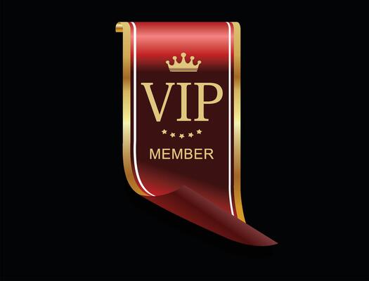 Red VIP premium and exclusive sign and crown for VIP member isolated on black background