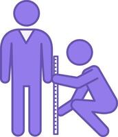 Colored Tailor Icon. Illustration. Tailor Taking Measurements Of Client's Parameters With Tape For Sewing Clothes. Fashion Concept vector