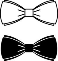 Bow Tie Icons. Black and White Illustration. A Bow That Is Tied Around the Neck Over a Shirt. Accessory. Fashion Concept vector
