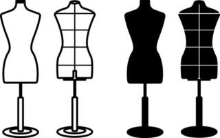 Mannequin Icons. Black and White Illustration. Artificial Model for Displaying Clothes in a Store. Fashion Concept vector