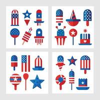 Four different patriotic icons on white background vector