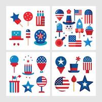 Four different patriotic icons on a white background vector