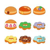 filled donuts and mochi donuts illustration icon design vector