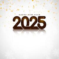 Happy new year 2025 text design confetti background vector