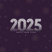 Happy new year 2025 white dotted text violet background vector