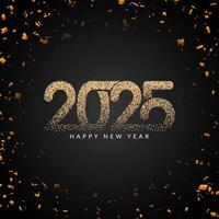 Happy new year 2025 dotted text confetti background vector