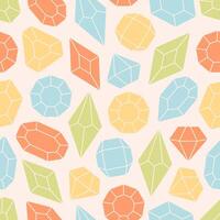 Seamless pattern with crystals, diamonds and gemstones vector