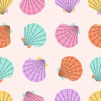 Seamless pattern with sea shells, mollusks, starfish. Tropical beach shells. Summer pattern vector