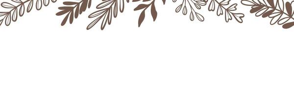 Brown autumn leaf header frame, minimalist leaves banner or cover illustration background vector