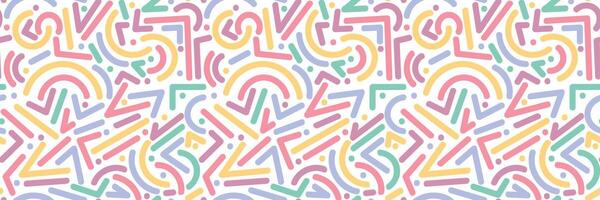 Wide retro pattern banner, vibrant colorful seamless print, horizontal background design vector
