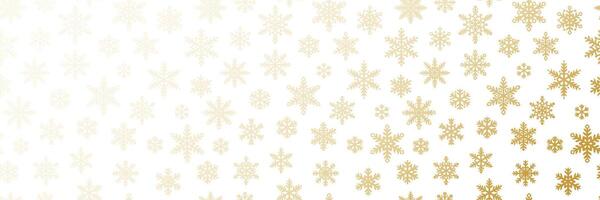 Gold and white elegant winter holiday snowflake pattern gradient, greeting or invitation template, festive background design vector