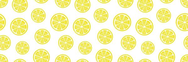 Lemon slices banner, seamless repeating citrus fruit pattern design, fresh summer cover vector
