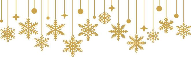 Gold snowflake border, winter holiday festive banner design vector