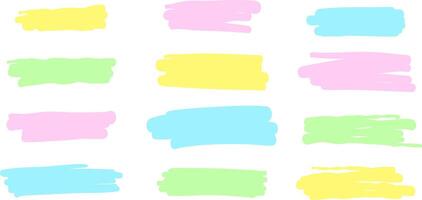 Highlight marker lines, colorful underlining brush strokes, isolated vector