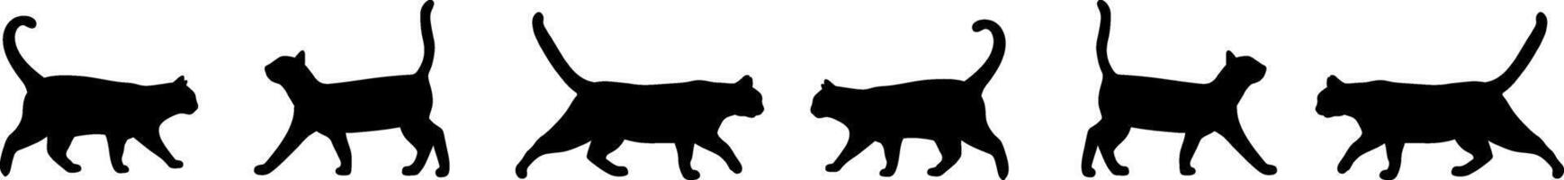 Simple cat silhouette border, walking kitten frame, isolated illustration clip art element design vector