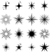 Star icon set, sparkling starburst illustrations, isolated graphic element set design vector