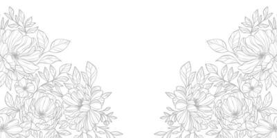 White elegant floral background for wedding invitations, hand drawn symmetrical cover design, clip art elements vector
