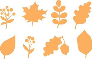 Autumn clip art set, leaf silhouettes vector