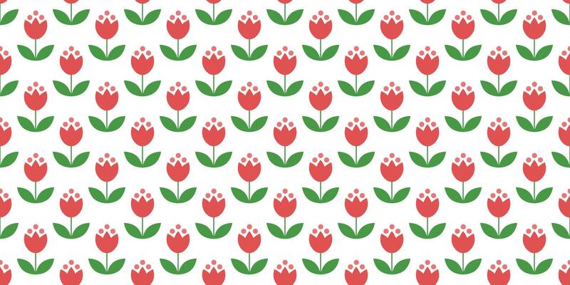 Floral pattern red and white, tulip background design