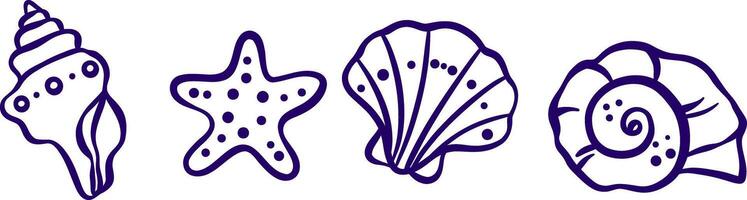 shell doodle set vector