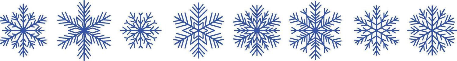 Geometric minimalistic modern blue snowflake clip art, snow icon design set, isolated vector