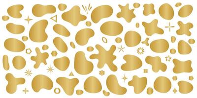 Gold gradient liquid shape set, abstract badges, isolated vector
