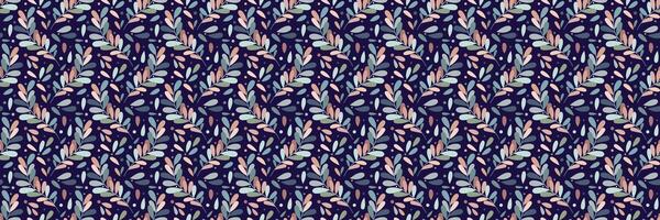 Dark colorful leaf pattern banner, seamless repeating background design vector