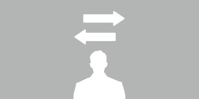 Decision making man silhouette, problem solving illustration, clip art vector