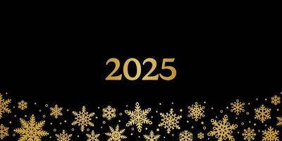 New Year greeting banner with snowflakes, gold and black background vector