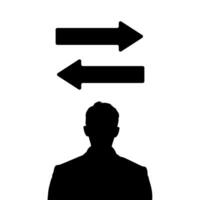 Human decision making illustration, man in a suit problem solving silhouette, isolated vector