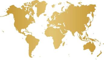 Gold gradient world map illustration silhouette, vector