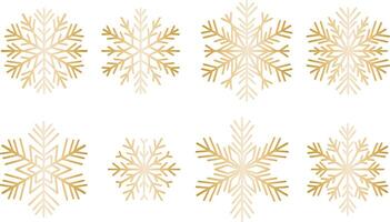 Gold geometric elegant modern snowflake illustration set, snow icon festive holiday clip art symbol set vector