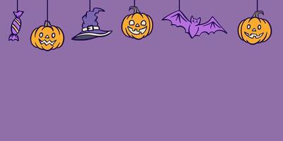 Halloween frame empty template for greeting or invitation card, border or banner design, simple cartoon doodle vector
