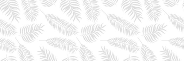 White elegant minimalist tropical leaf pattern, seamless repeating foliage background print, horizontal cover vector