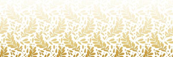Golden leaf pattern banner, elegant leaves, white and gold background gradient vector