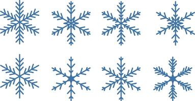 Minimalist snow flake elements, winter snowflake shapes geometric clip art set, elegant holiday decorative set design vector